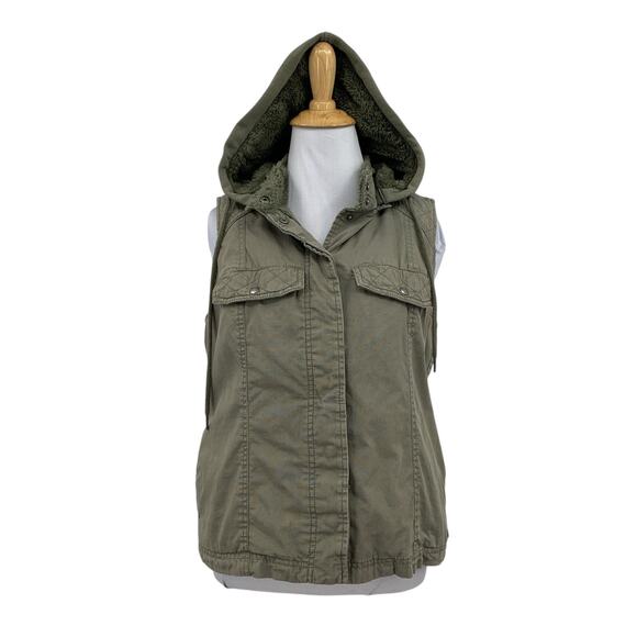 Volcom Vest Womens XS Extra Small Ivy Pile Lined Detachable Hood Snap Buttons - Picture 1 of 16